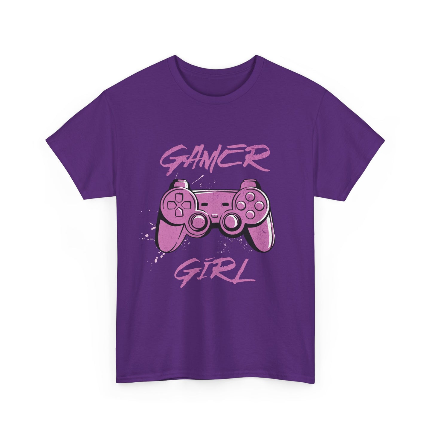 A purple graphic t-shirt with a video game controller and the text 'GAMER GIRL' printed on the front.