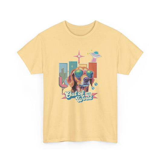 Retro Space Dog Tee | UFO Nostalgia | | 100% Cotton Unisex T-shirt