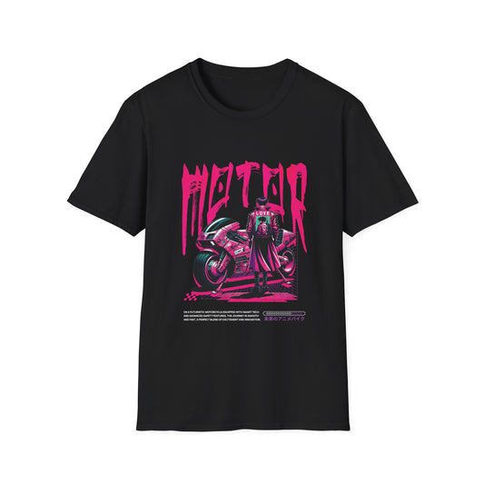 Black t-shirt with 'Motor' text and a  Japanese sport bike.