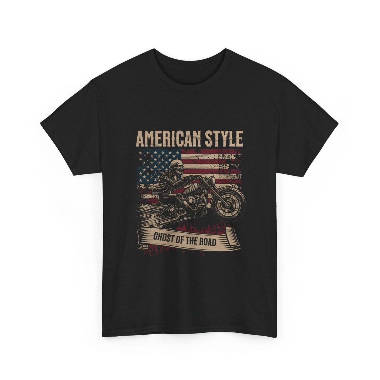 Black t-shirt with skull rider with text 'American Style '.