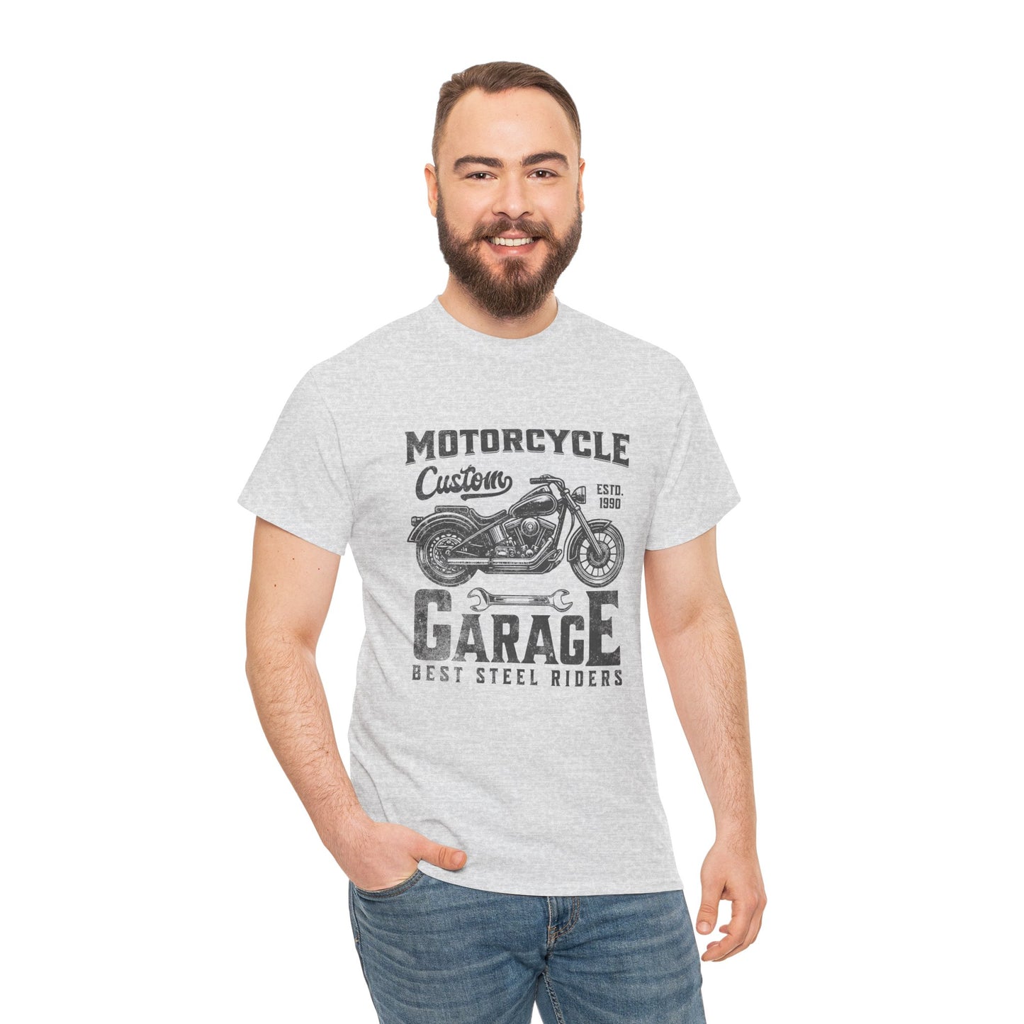 Custom_Garage motorcycle t shirt ash