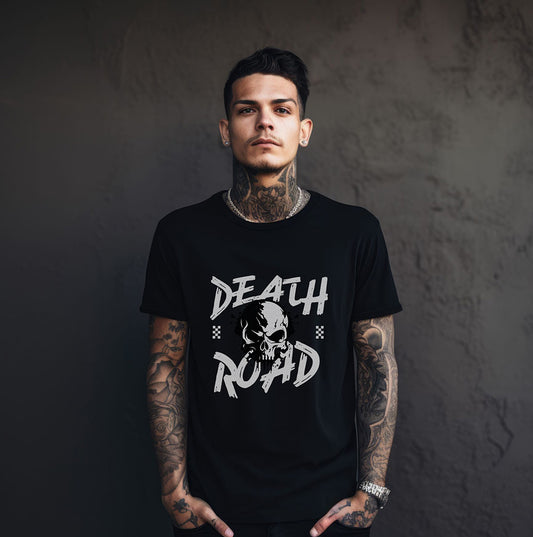 Death Road Tee | Motorcycle Skull T-shirt | Biker Life | Men's Graphic T-shirt
