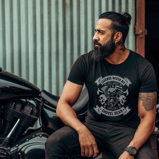 Legends_Never_Die skull motorcycle t shirt
