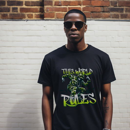 This World Rules hip hop t shirt black