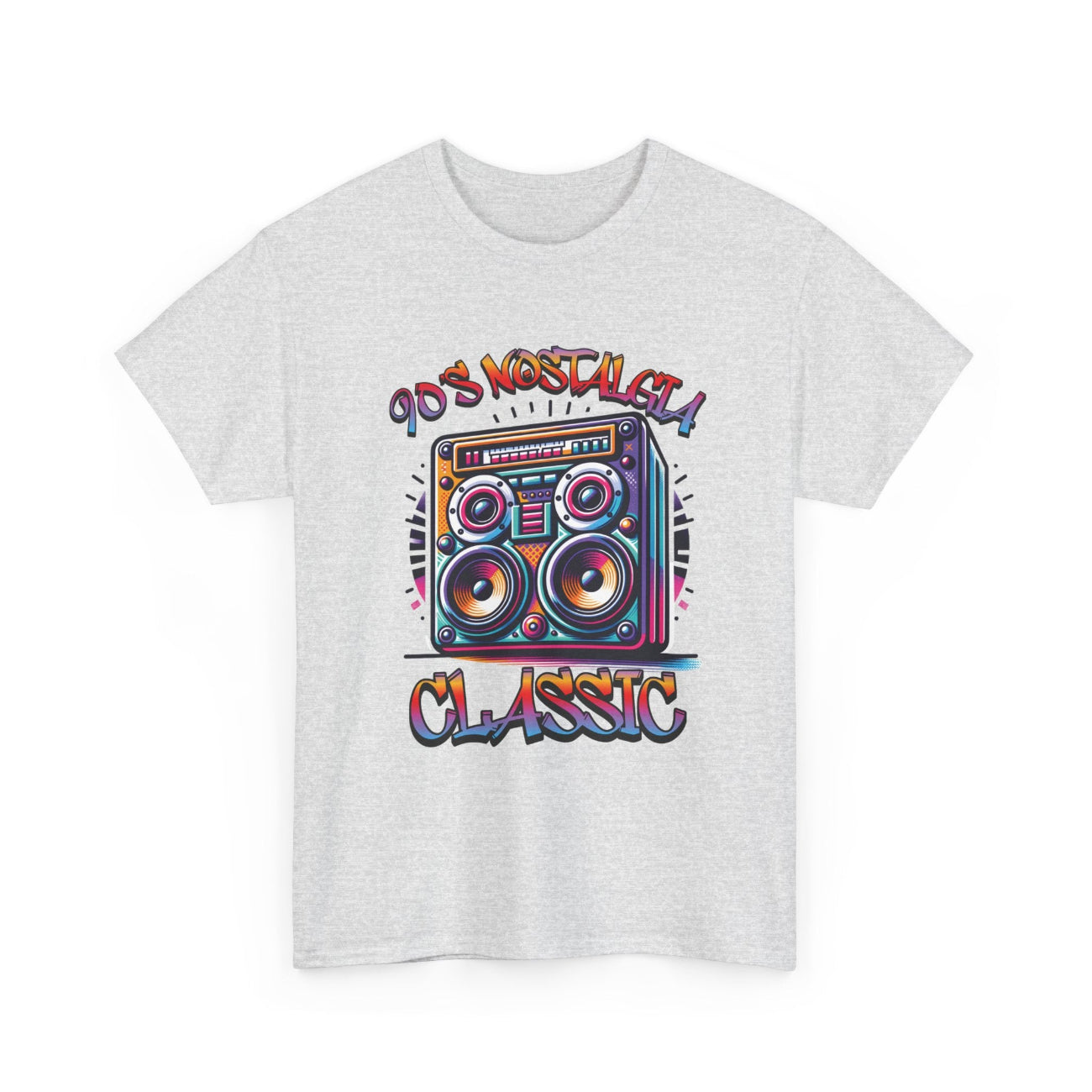 Ash gray tshirt colorful boombox 90's nostalia