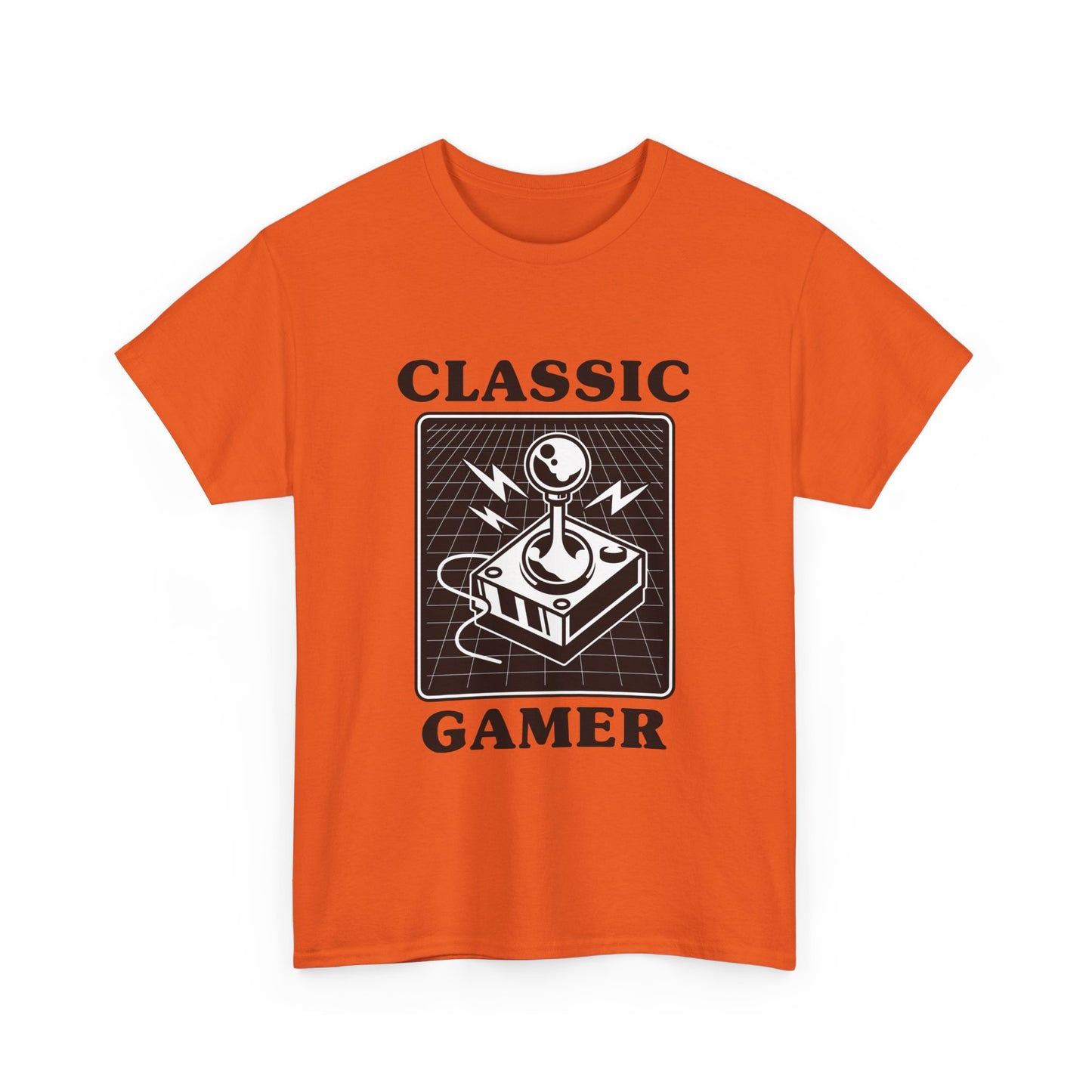 Classic gaming shirt with joystick in orange.