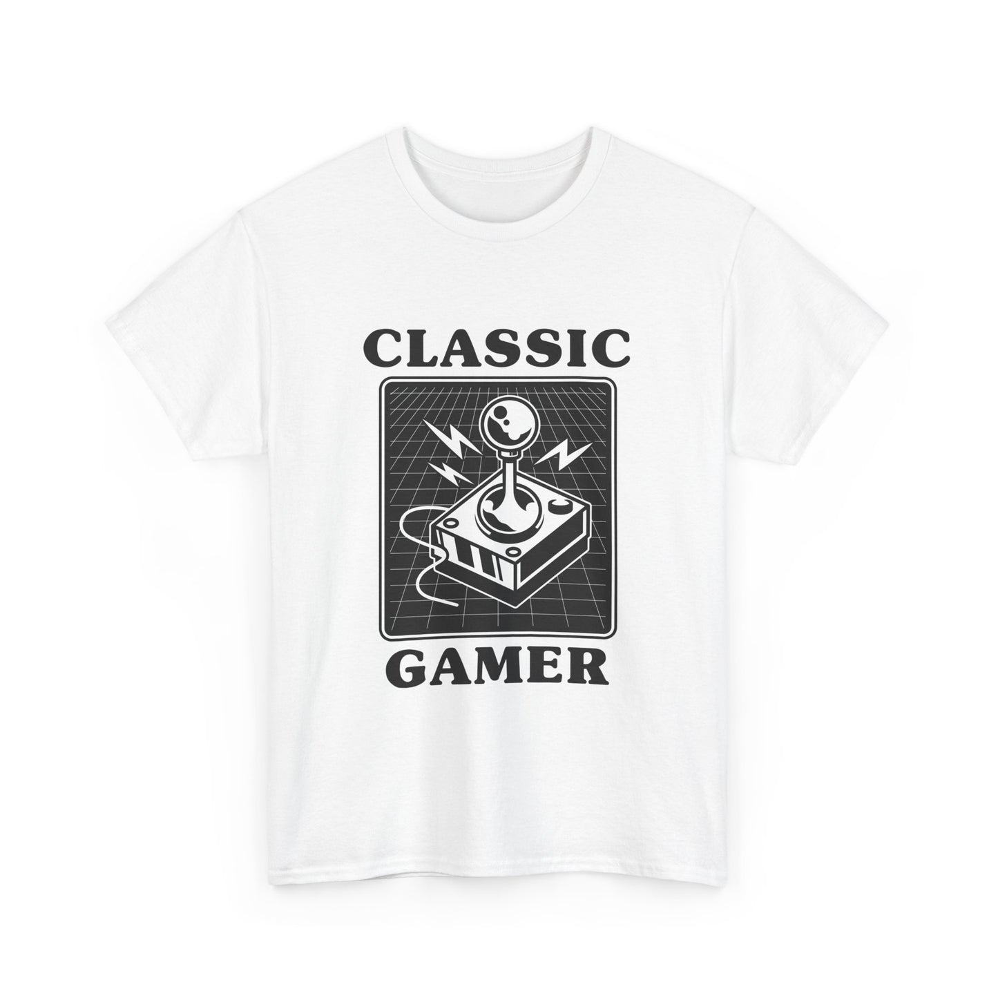 Classic gaming shirt with joystick in white.