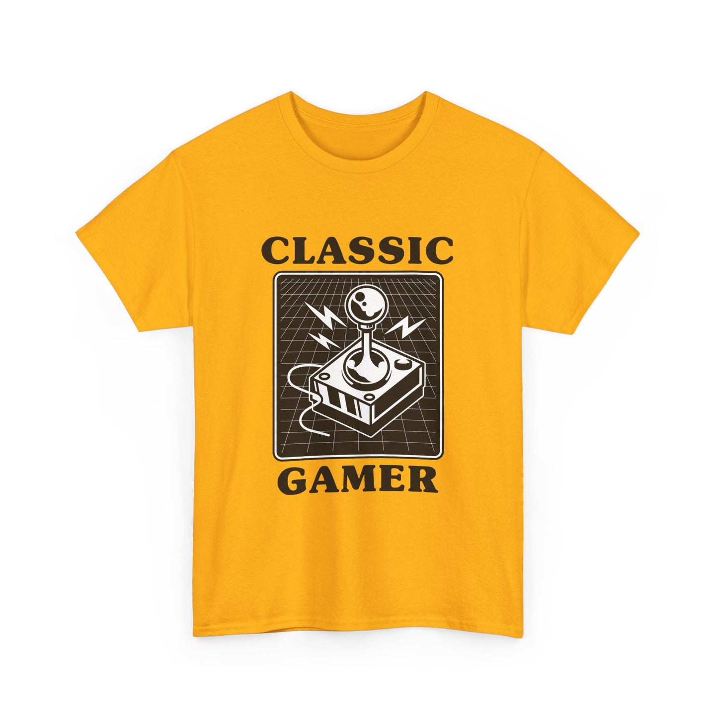 Classic gaming shirt with joystick in yellow.