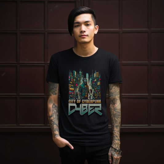 cyberpunk_city_graphic t shirt black
