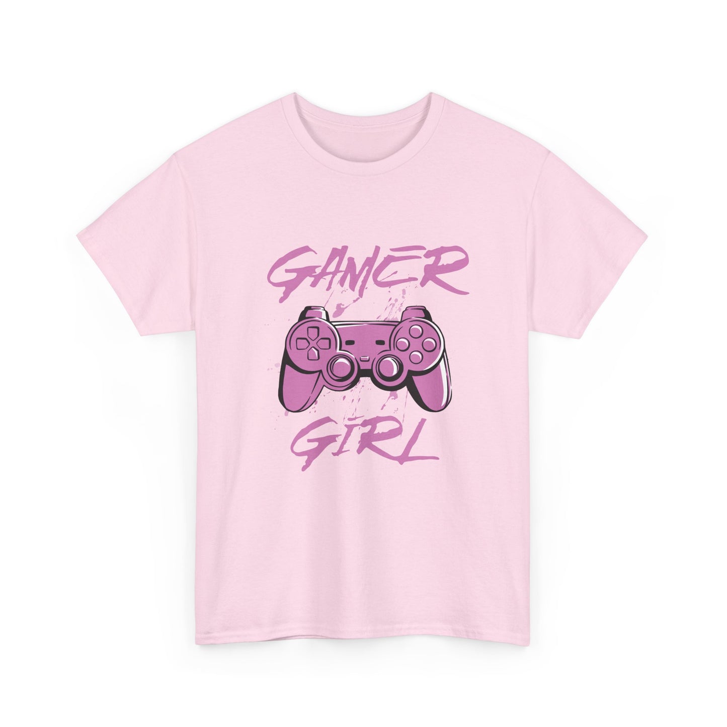 Pink t-shirt with 'Gamer Girl' design featuring a gaming controller on a white background