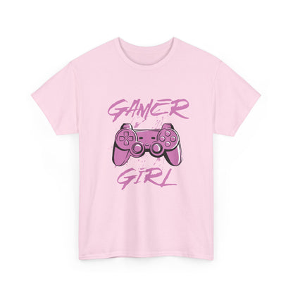 Pink t-shirt with 'Gamer Girl' design featuring a gaming controller on a white background