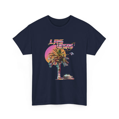 Navy blue t-shirt with 'Las Vegas' graphic design featuring a palm tree and cityscape on a white background.