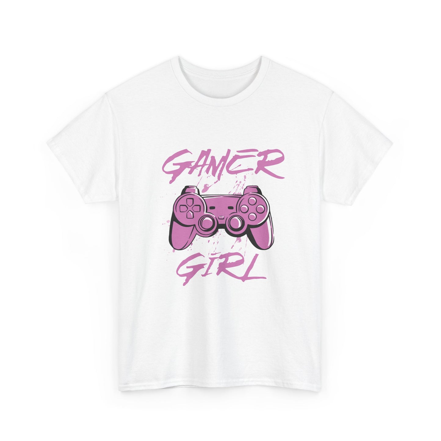 White t-shirt with 'Gamer Girl' design featuring a gaming controller on a white background.
