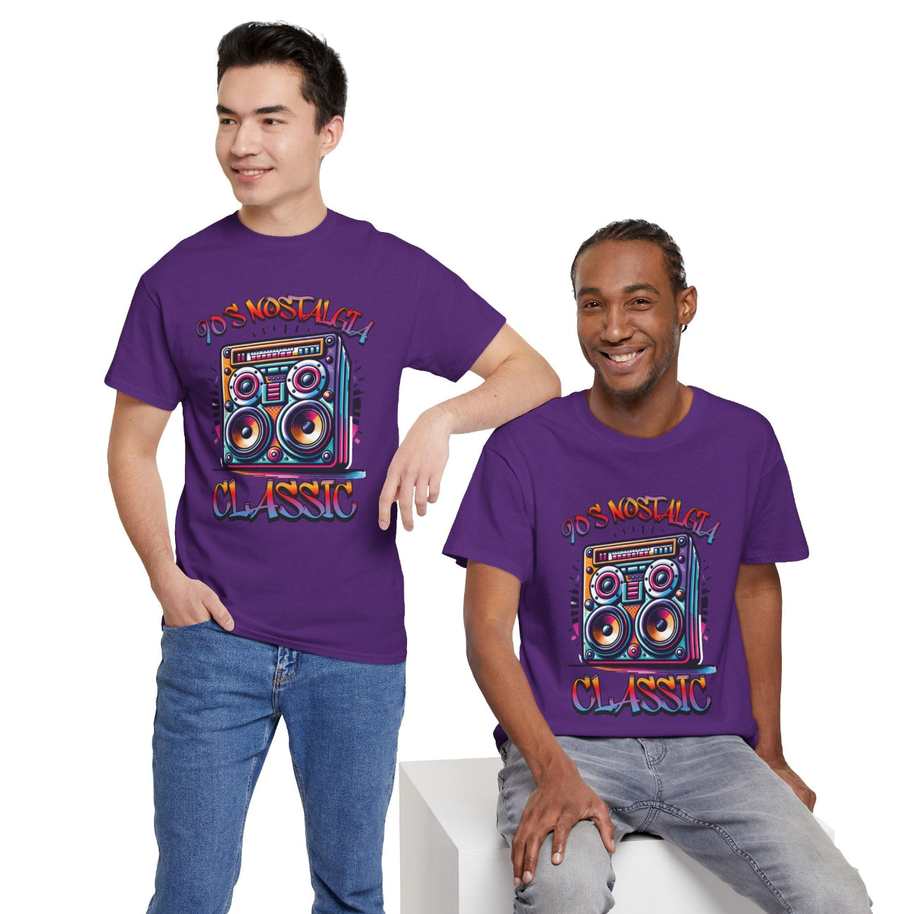 Image of a 90's Classic Boom box on a black  hip hop graphic  t-shirt.