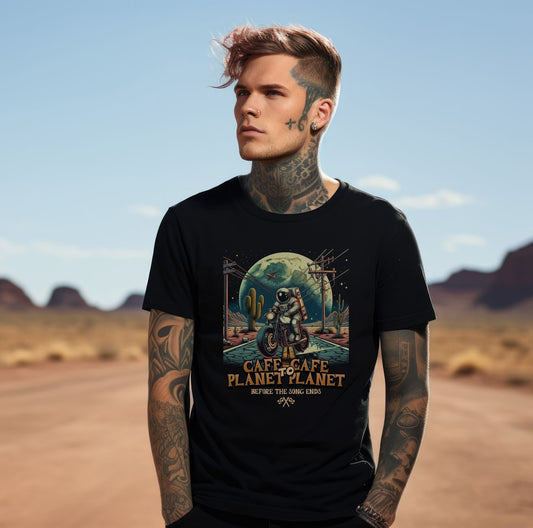 Astronaut_biker_t shirt black