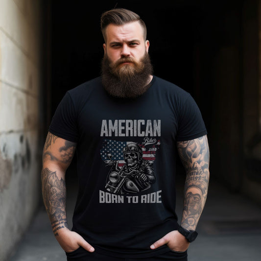 Born_to_Ride_skull motorcycle t shirt black