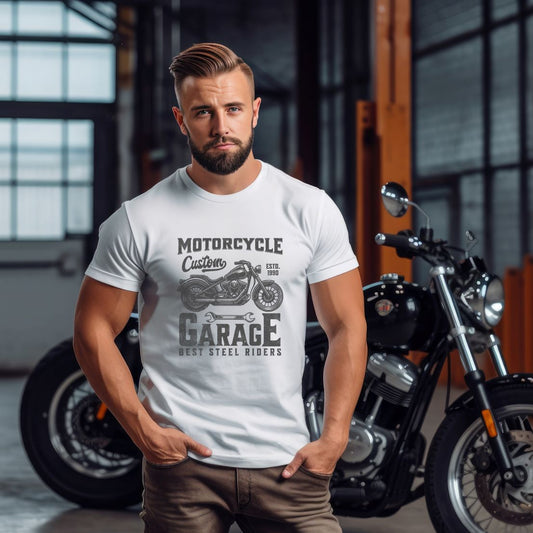 Custom_Garage motorcycle t shirt white