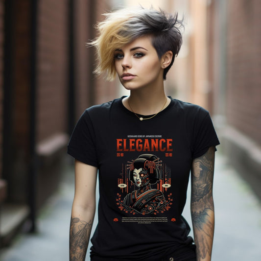 Cyber_Geisha_cyberpunk graphic t shirt black
