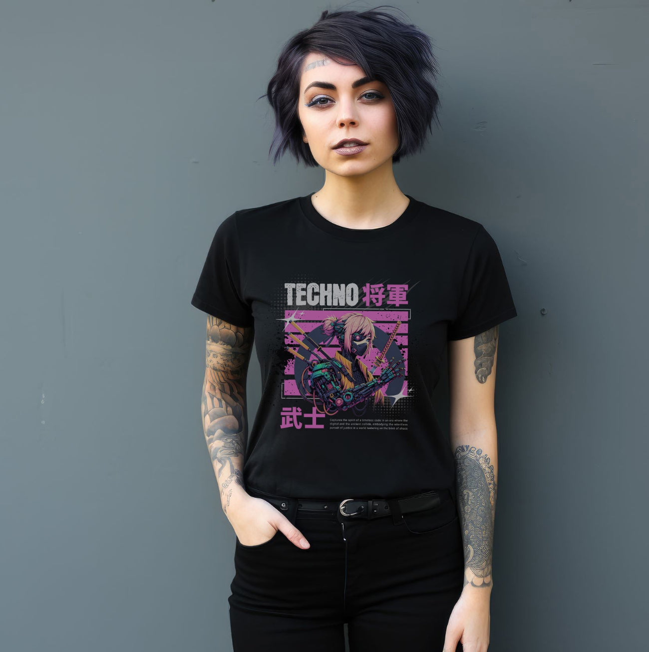 Cyberpunk_Samurai_graphic t shirt black