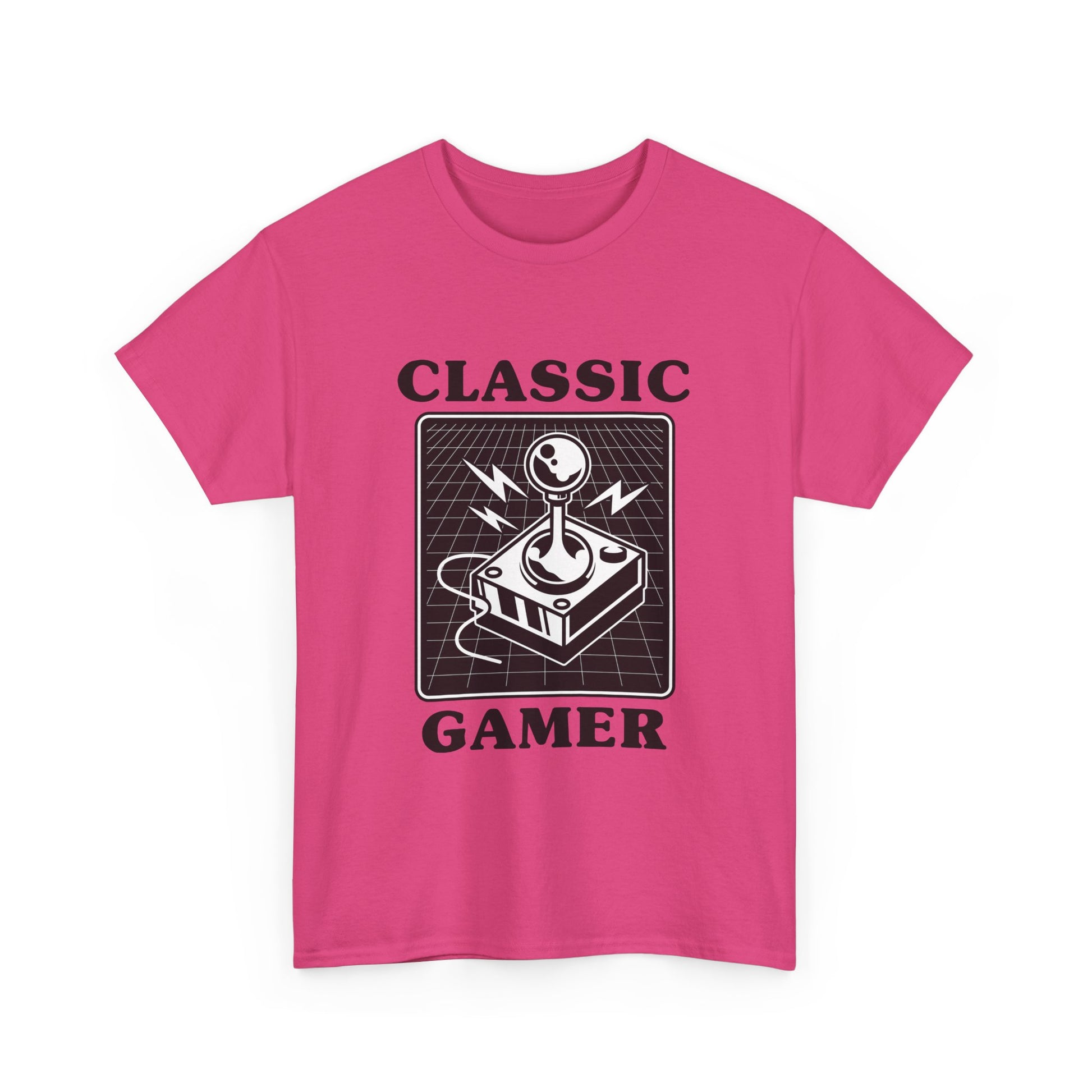 Classic gaming shirt with joystick  in fuchsia pink.