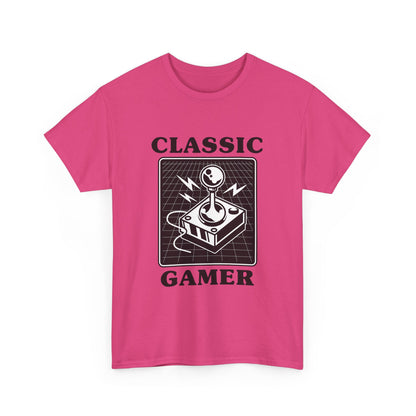 Classic gaming shirt with joystick  in fuchsia pink.