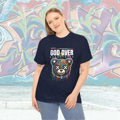 God over everything bear t shirt navy