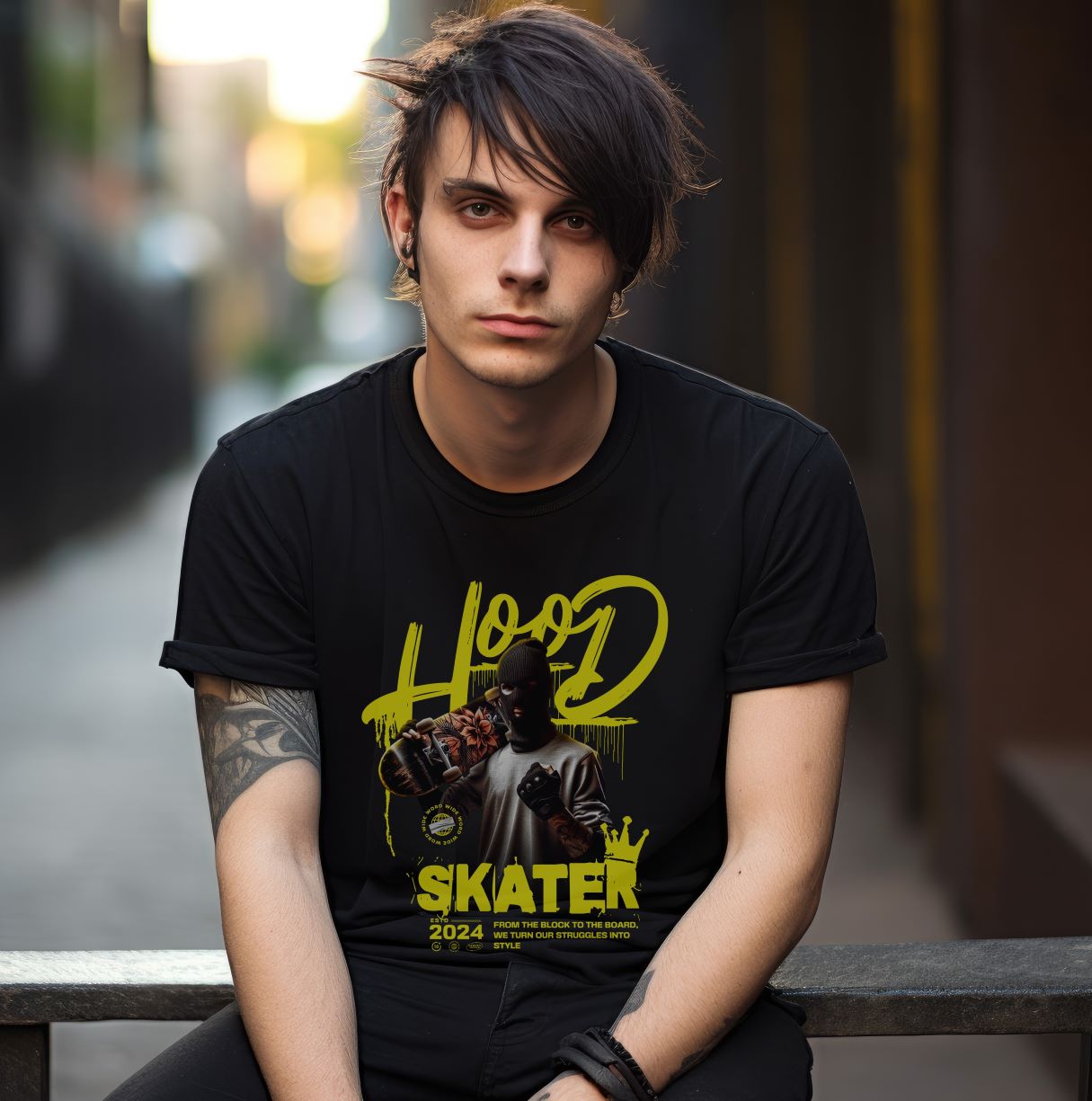 Hood_skateboard t shirt