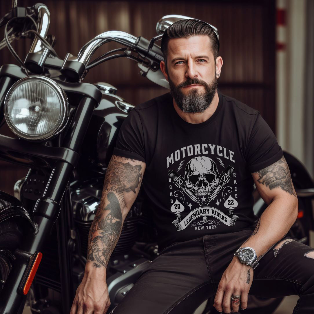 Camiseta con calavera de moto