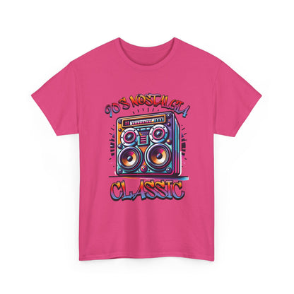 Image of a 90's Classic Boom box on a pink  t-shirt.