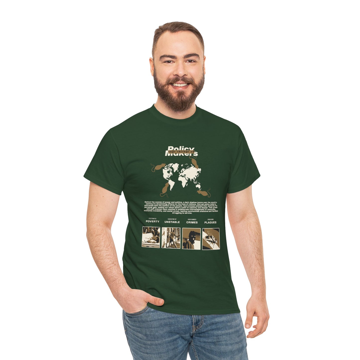 Policy Makers graphic t shirt  forest green