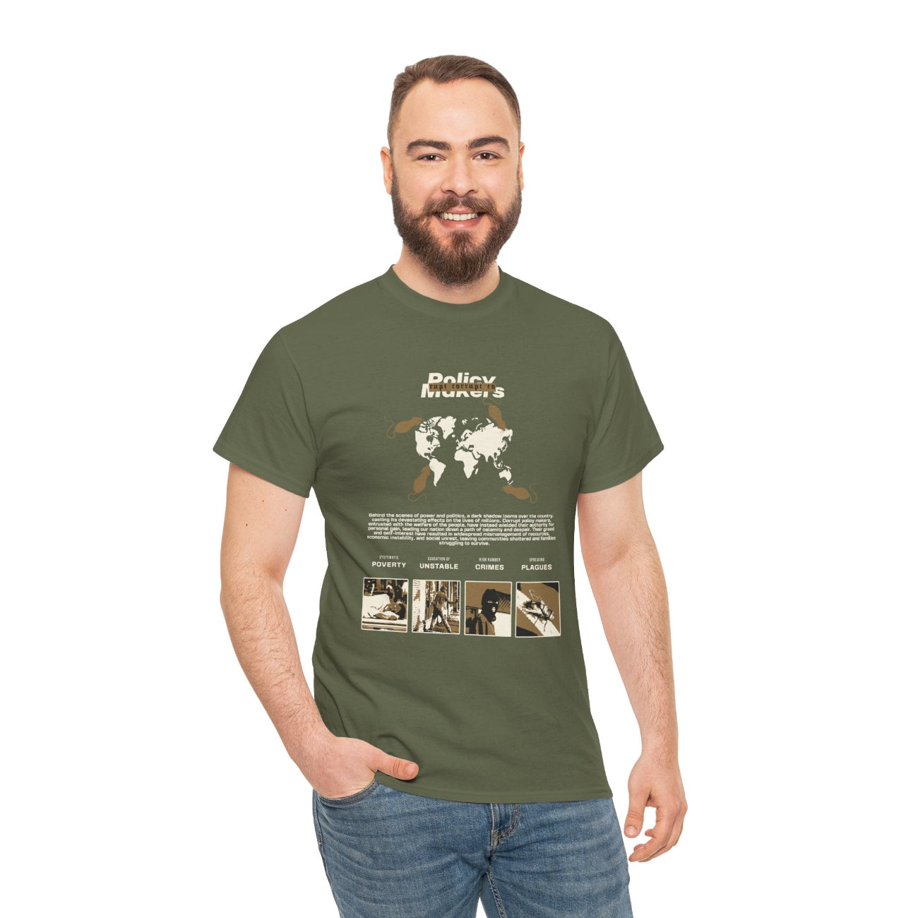 Policy Makers graphic t shirt military green