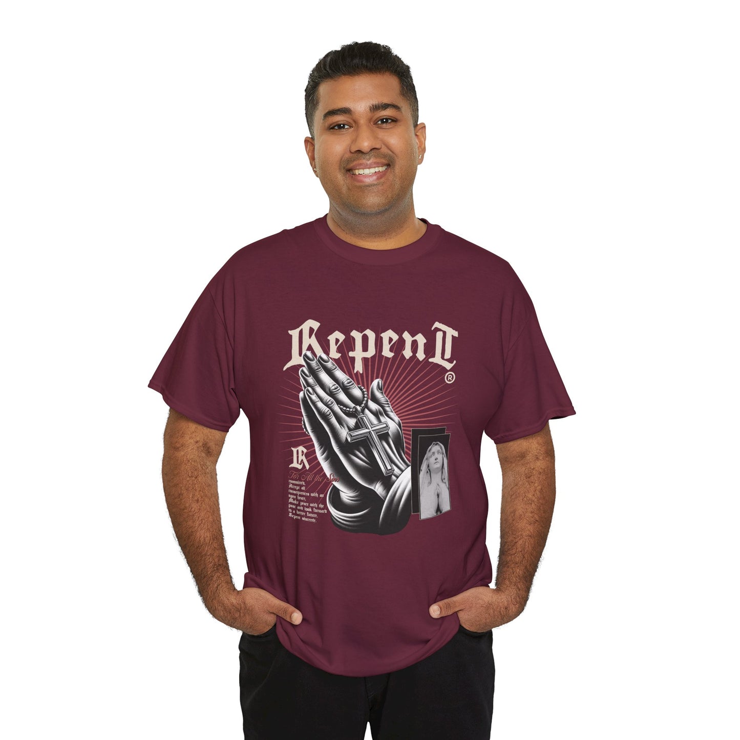 Repent t shirt maroon