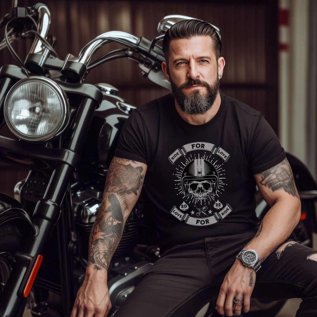 Ride_for_love_skull motorcycle t shirt