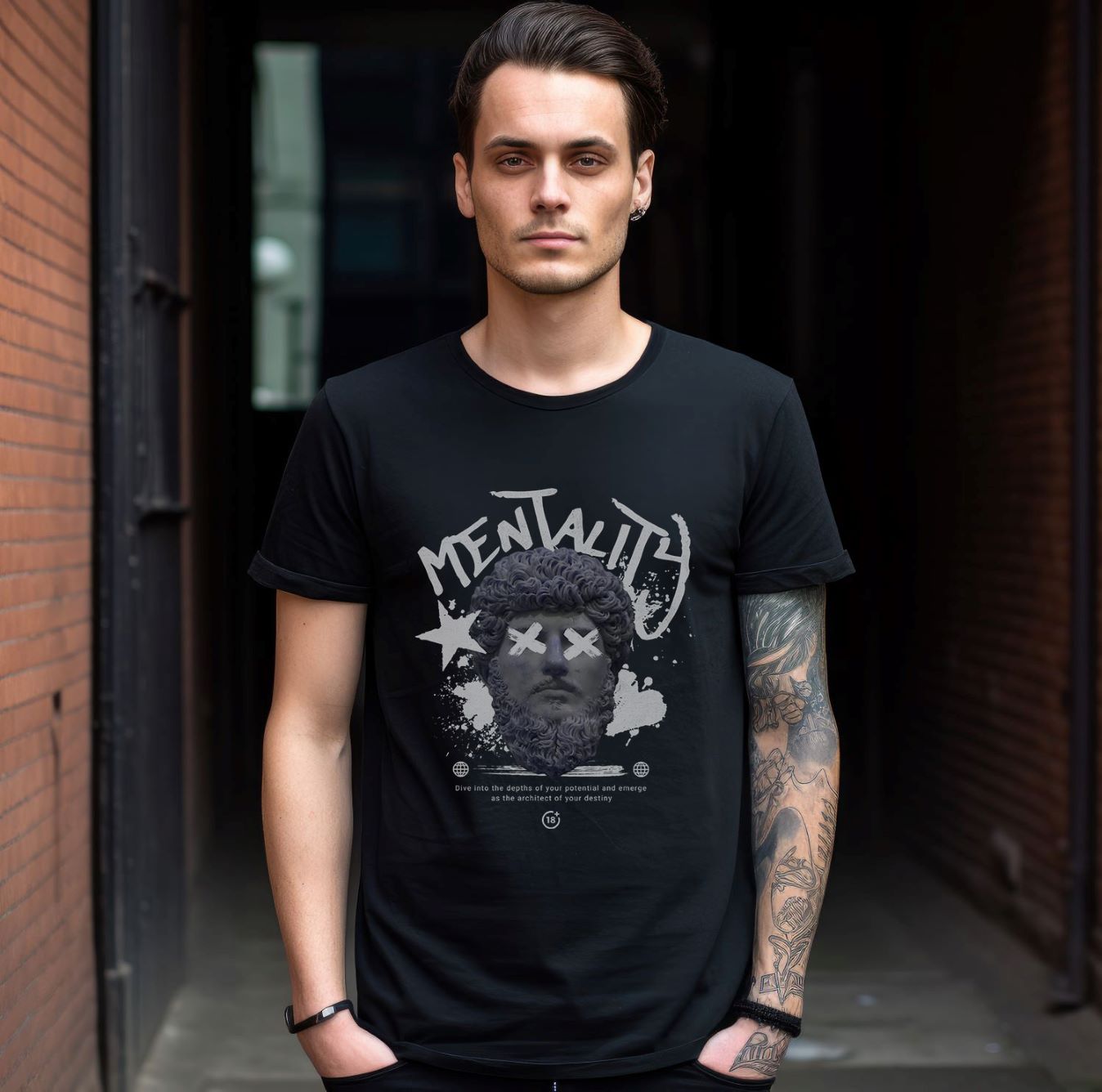 Stoic mentality graphic t shirt black