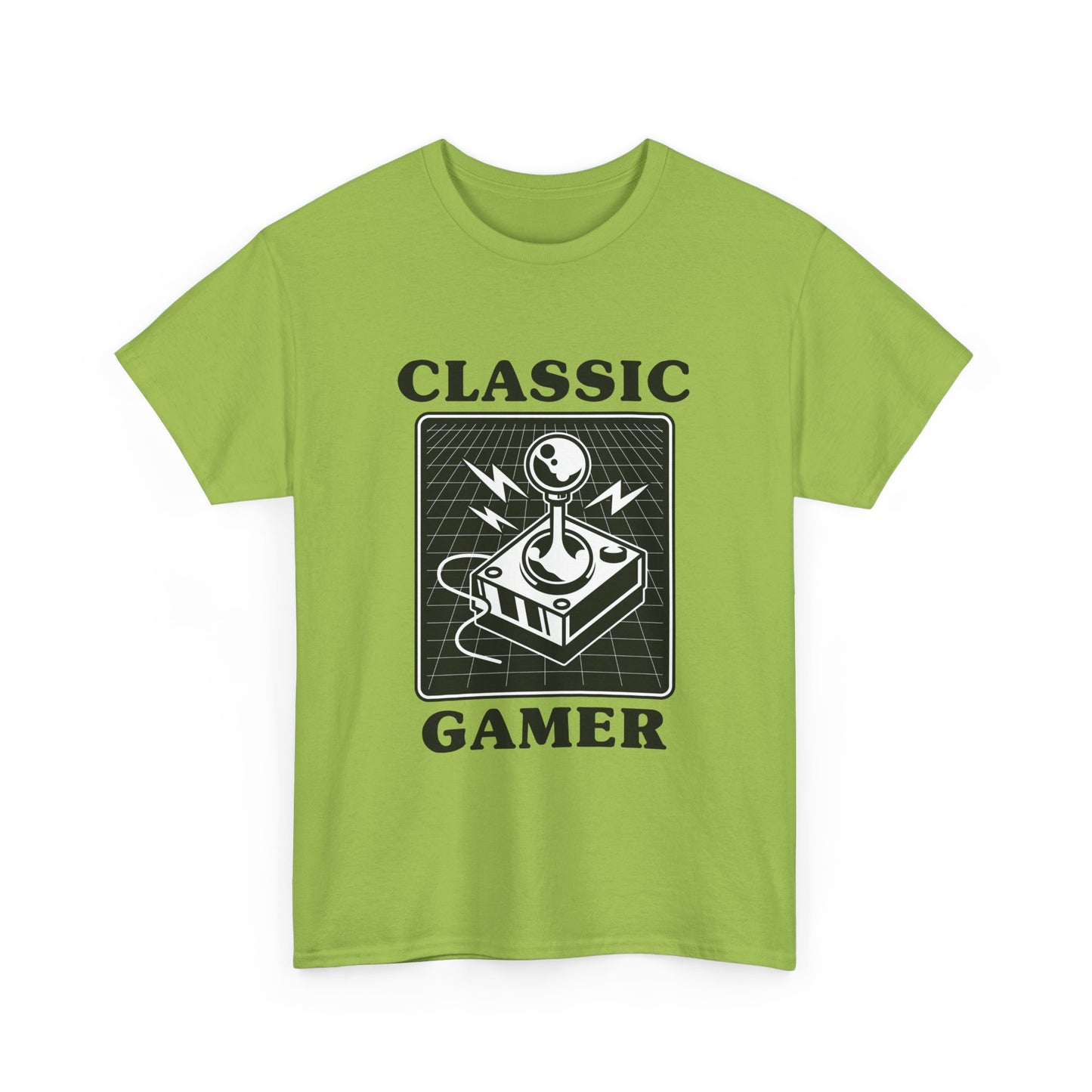 Classic gaming shirt with joystick  in kiwi green.