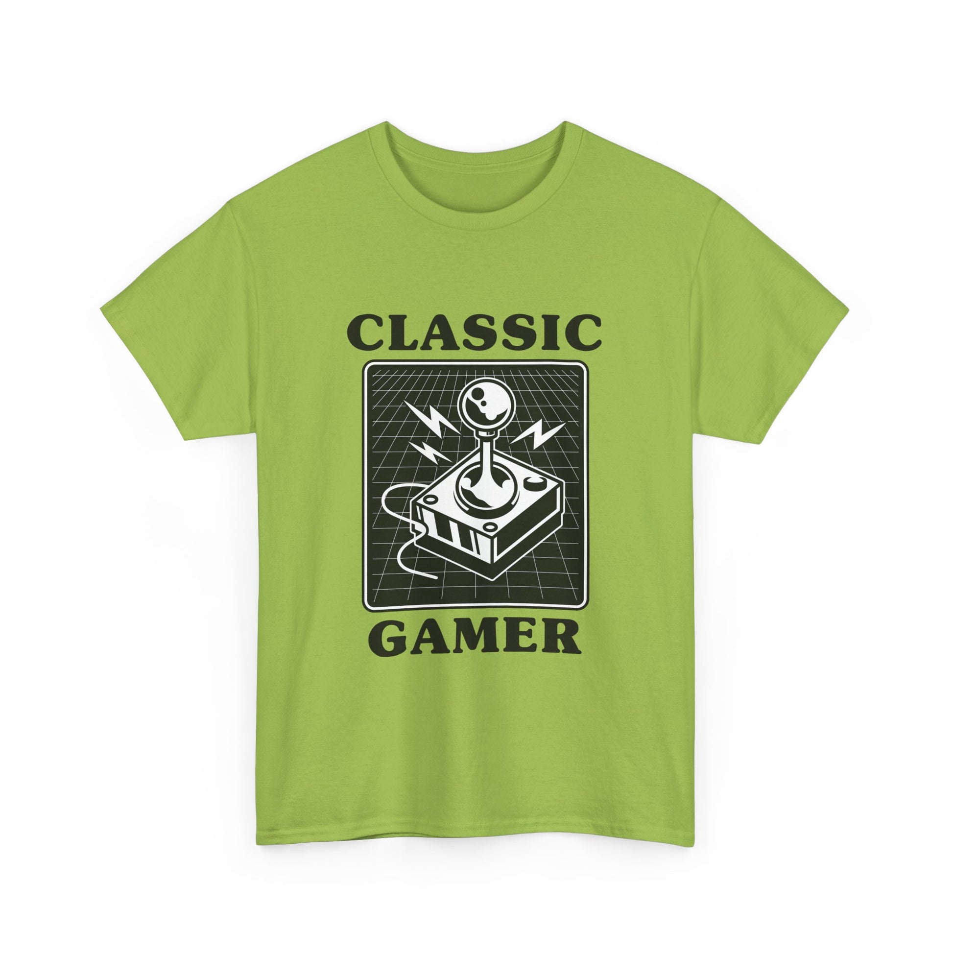 Classic gaming shirt with joystick  in kiwi green.