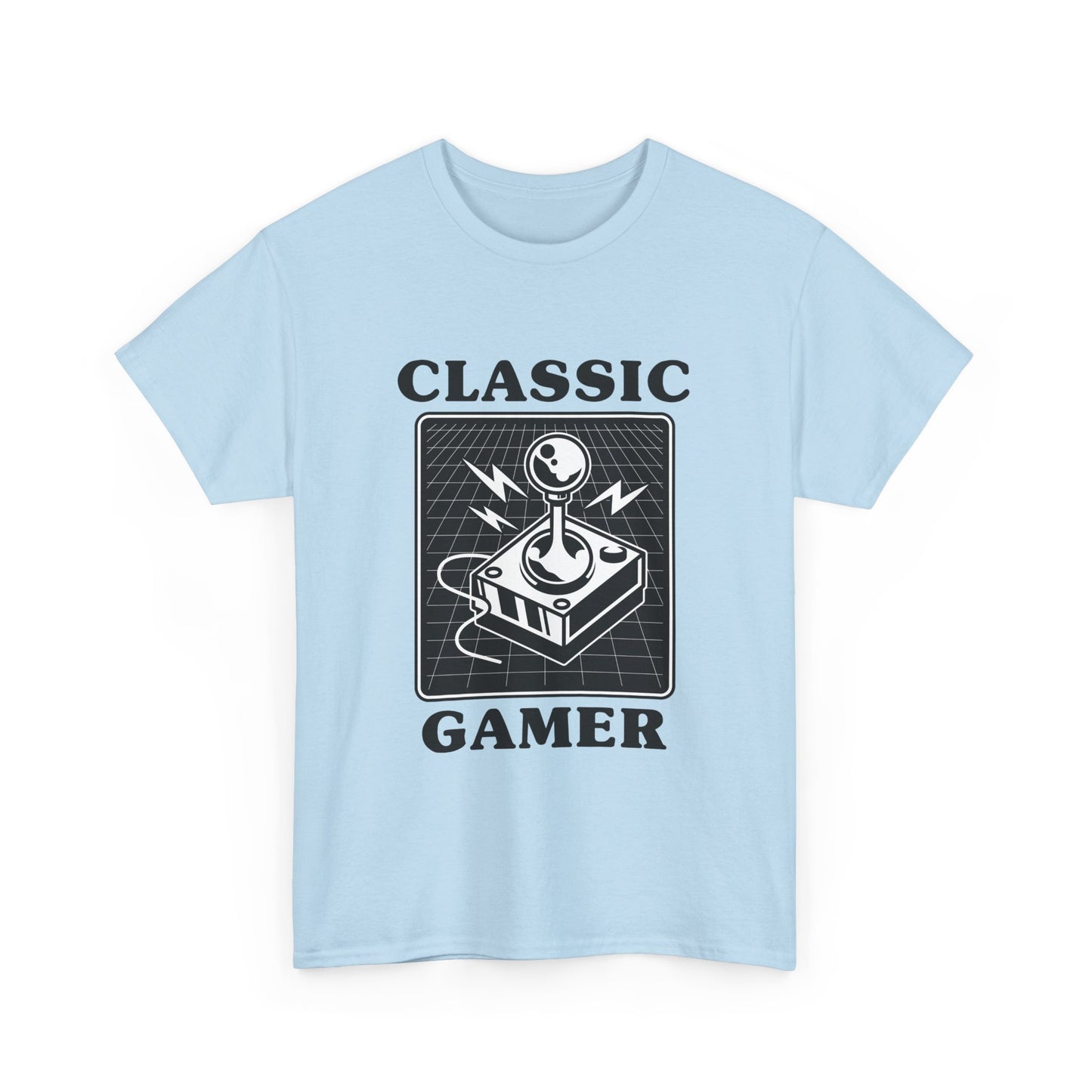 Classic gaming shirt with joystick in light blue.