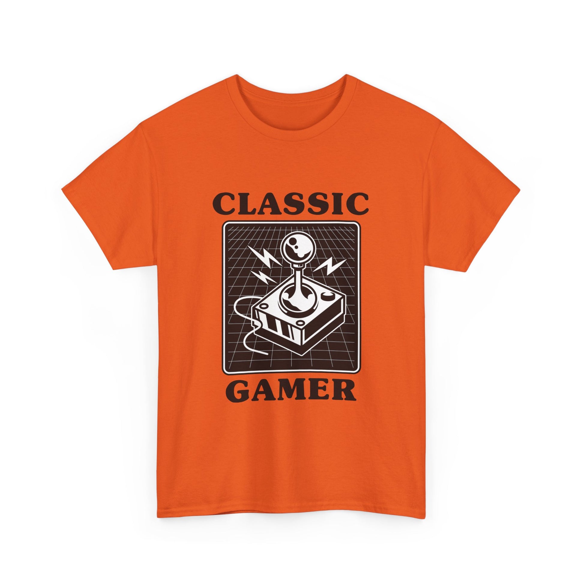 Classic gaming shirt with joystick  in orange.