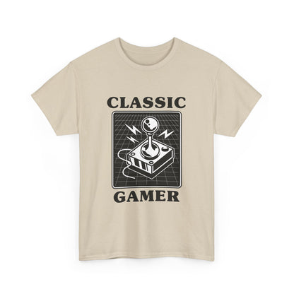 Classic gaming shirt with joystick in sand.