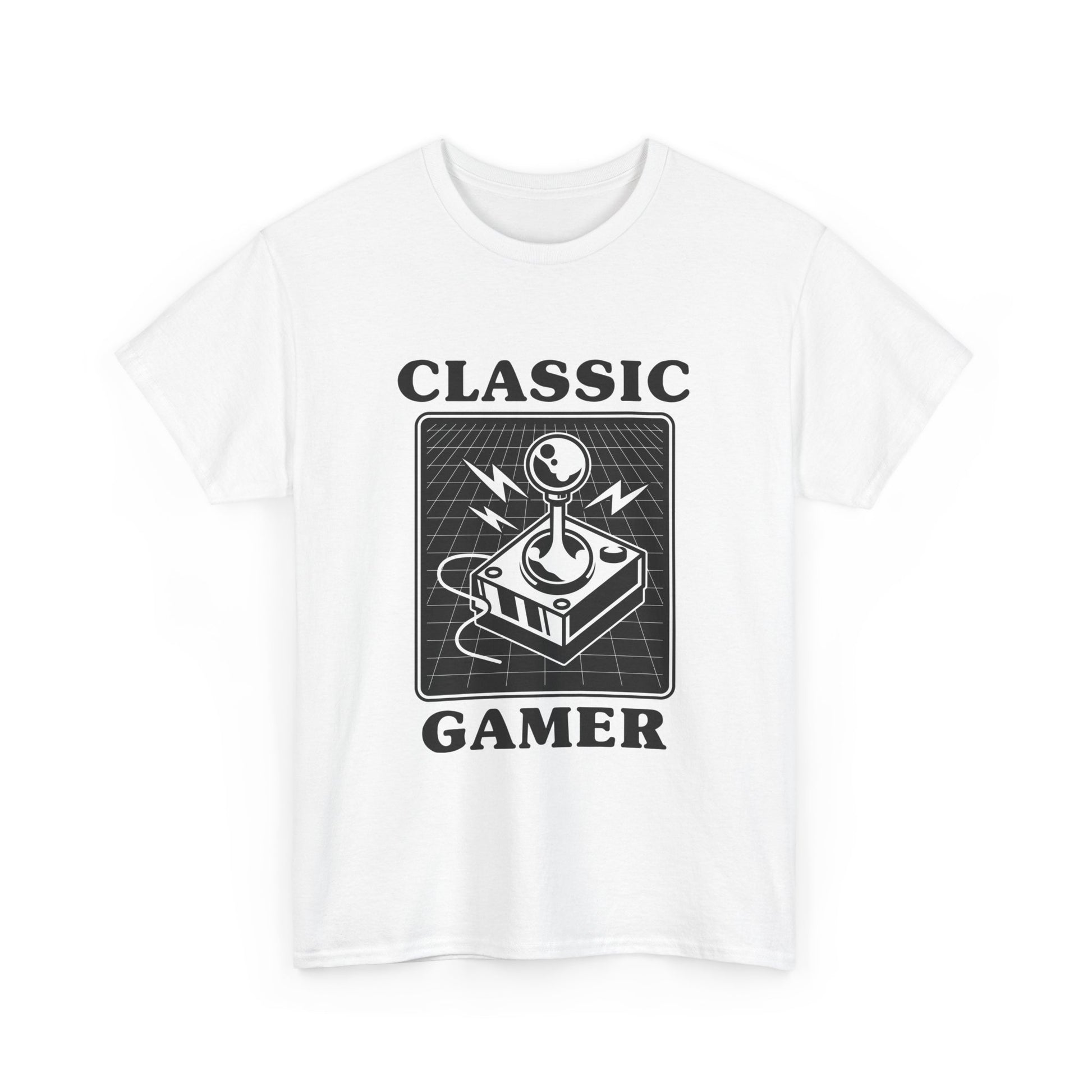 Classic gaming shirt with joystick  in white.