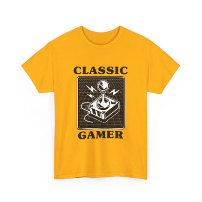Classic gaming shirt with joystick  in yellow.