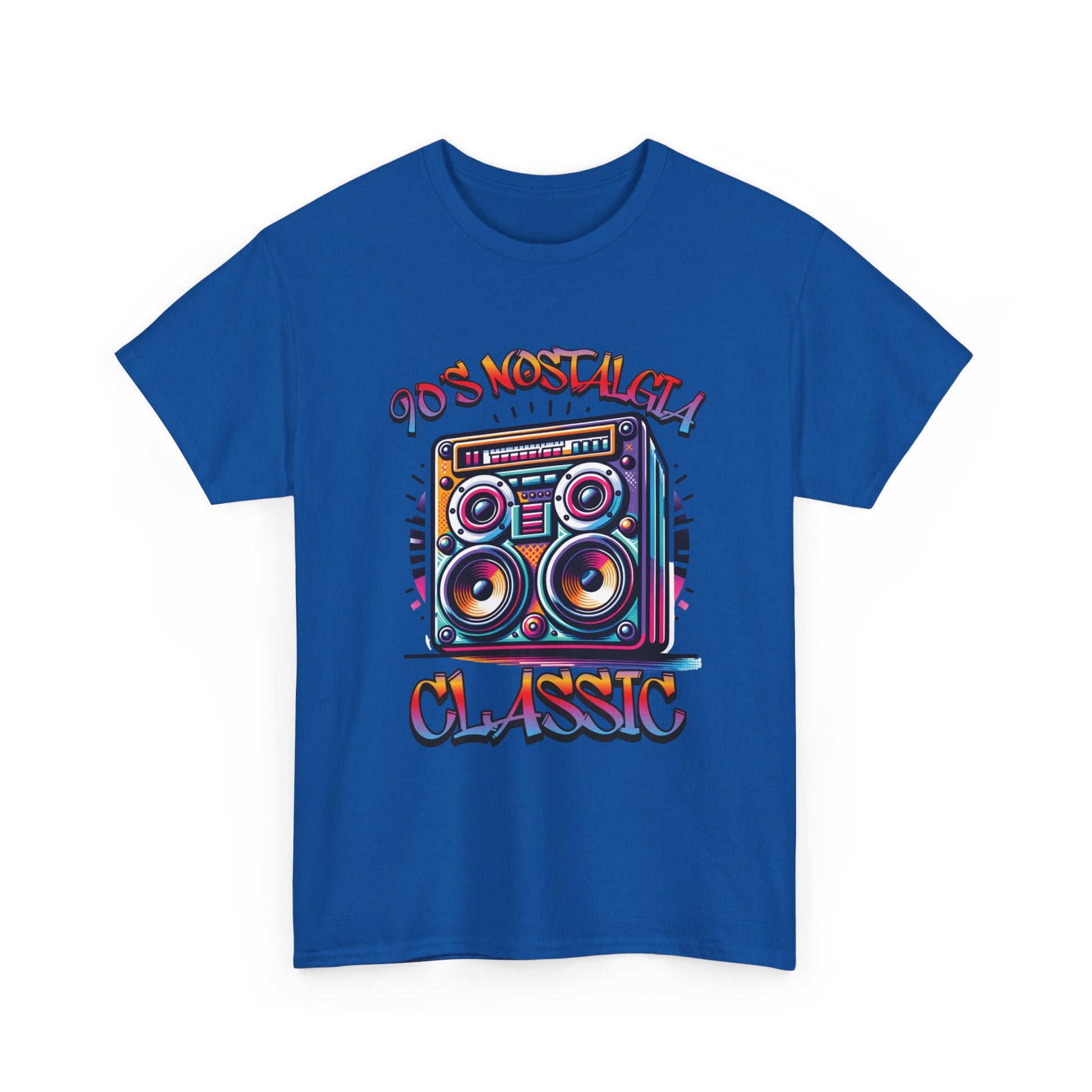 Image of a 90's Classic Boom box on a black  hip hop graphic  t-shirt.